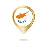 Cyprus flag on golden pointer map, Vector illustration eps.10