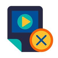 Multimedia player removal, app deletion glyph icon vector