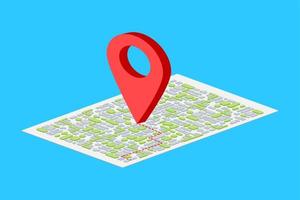 3D Isometric Map Pointer On Blue Background vector