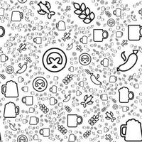 Beer and snacks linear seamless pattern vector