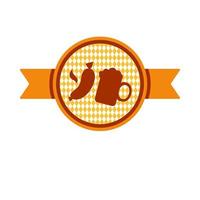 Oktoberfest simple ribbon with beer mug and sausage vector