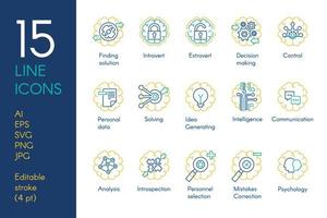 Set of Brain and Mental Activity Icons Thin Line vector