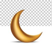 Golden crescent moon 3d render vector