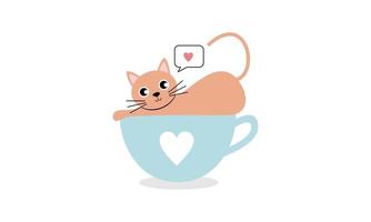 gatos y tazas de té una taza de té logo vector