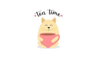 gatos y tazas de té una taza de té logo vector