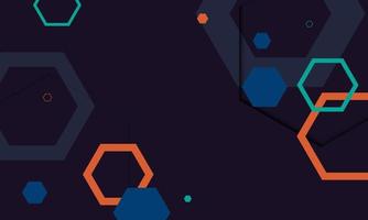 Abstract dark background with blue and orange hexagonal. Vector. vector