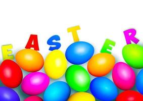 Beautiful Easter background with colorful Easter eggs. 3d illustration photo