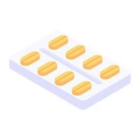 Trendy isometric vector of medicine strip,