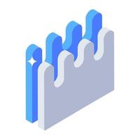 Stream like wave chart in isometric icon vector