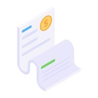 Invoice icon in isometric style, editable vector