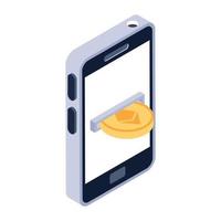 Isometric icon of mobile payment, digital banking vector