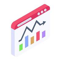 A vector of of website statistics with down arrow chart, editable icon