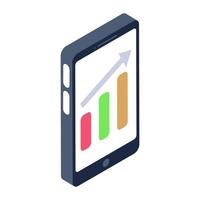 Data inside mobile phone, concept of business app isometric icon vector