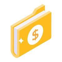 isometric icon of financial folder, analytics report inside file vector