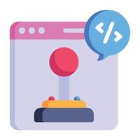 sitio web y controlador de juegos, icono plano de programación de juegos, vector