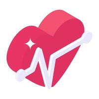 An icon  of medical heart in isometric style vector