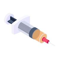 Syringe icon, medical antibiotic needle in isometric style vector