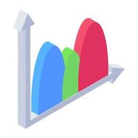 Curved on a graph chart to represent graphical icon called curve graph vector