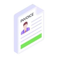 Invoice icon in isometric style, editable vector