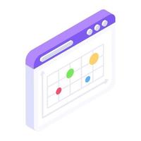 Plot chart inside website isometric icon vector