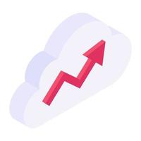 Virtual business analytics, isometric icon of cloud growth vector