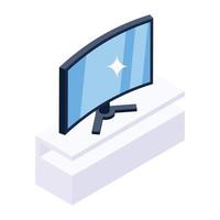 An icon design of curved screen, isometric style of liquid crystal display vector