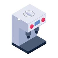 Coffee maker machine icon in isometric style, coffee dispenser editable vector