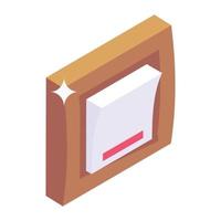 Electric button icon in isometric design, vector style of switch button