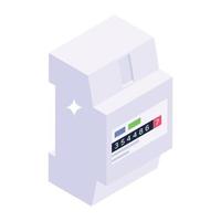 Editable isometric style of on off button, circuit breaker control panel vector