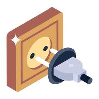 Power plug icon in isometric design, electric adapter editable vector