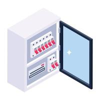 Editable isometric style of on off button, circuit breaker control panel vector