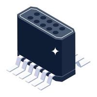 un icono de microcontrolador de un solo chip, estilo isométrico de circuito integrado vector