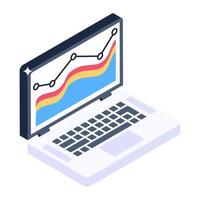 A vector of online analytics with polyline chart, editable icon