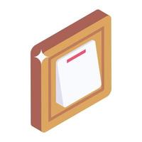 Electric button icon in isometric design, vector style of switch button