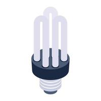 Energy saver light bulb icon, isometric design of led bulb vector