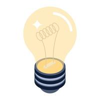 Energy saver light bulb icon, isometric design of led bulb vector