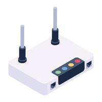 servicio de internet, enrutador wifi inalámbrico en vector isométrico