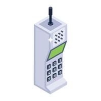 Cordless phone vector design, electronic telecommunication device in editable vector