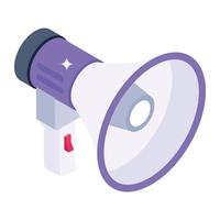 An isometric design of megaphone icon vector