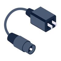 Isometric icon of data cable, modern style vector