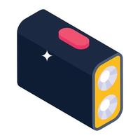 An icon of portable torchlight in trendy isometric style vector