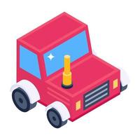 Isometric design of tractor, powerful motor vehicle for ploughing icon vector