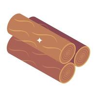 Modern isometric icon of wooden logs vector