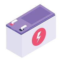 icono isométrico del vector de batería de energía