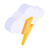 Icon of cloud with lighting bolt, concept of thunderstorm vector