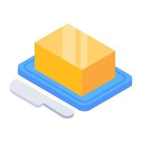 Cheese block vector in modern isometric style