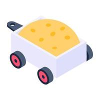 An isometric design of hay cart, editable vector