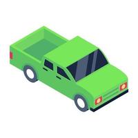 Pickup truck in isometric trendy icon vector