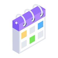 Calendar icon in isometric design vector