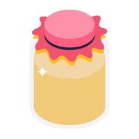 Jar filled with ripe red creamy stuff, icon for jelly jar vector